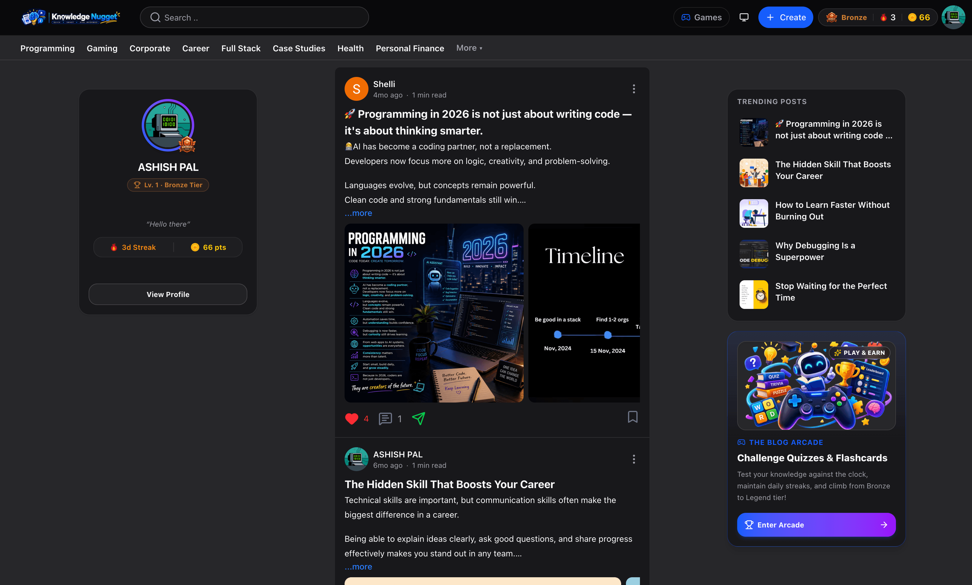 Blog App & Game Center